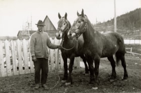 Joe Bourgon with his horses. (Images are provided for educational and research purposes only. Other use requires permission, please contact the Museum.) thumbnail