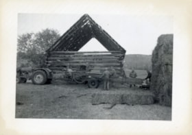 Baling hay on Edmonds' farm. (Images are provided for educational and research purposes only. Other use requires permission, please contact the Museum.) thumbnail
