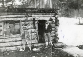 Frank Bazil, McDonell Lake, trapping cabin. (Images are provided for educational and research purposes only. Other use requires permission, please contact the Museum.) thumbnail