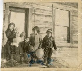 [Margerate?] Joseph, baby Victor, Eric Joseph, Annette Joseph, and Wilfred Tait, in front of Jack Joseph's home. (Images are provided for educational and research purposes only. Other use requires permission, please contact the Museum.) thumbnail