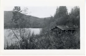 Grover Loveless' cabin on Seymour Lake, B.C.. (Images are provided for educational and research purposes only. Other use requires permission, please contact the Museum.) thumbnail