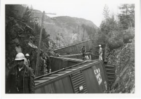 Canadian National Railways Kitselas wreck, April 26, 1969. (Images are provided for educational and research purposes only. Other use requires permission, please contact the Museum.) thumbnail