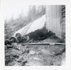 Canadian National Railways derailment, Bulkley River, B.C.. (Images are provided for educational and research purposes only. Other use requires permission, please contact the Museum.) thumbnail