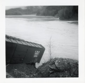 Canadian National Railways derailment, Bulkley River, B.C.. (Images are provided for educational and research purposes only. Other use requires permission, please contact the Museum.) thumbnail
