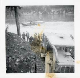 Canadian National Railways derailment, removing train car from the Bulkley River. (Images are provided for educational and research purposes only. Other use requires permission, please contact the Museum.) thumbnail