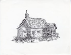 Drawing of Smithers' Old Anglican Church. (Images are provided for educational and research purposes only. Other use requires permission, please contact the Museum.) thumbnail