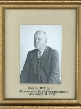 John R. McIntyre, chariman of the Board of Commissioners, Smithers, B.C., 1921. (Images are provided for educational and research purposes only. Other use requires permission, please contact the Museum.) thumbnail