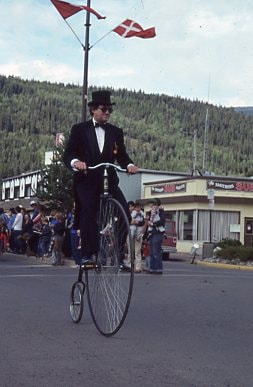 John Stewart on a penny farthing bicycle, Fall Fair parade. (Images are provided for educational and research purposes only. Other use requires permission, please contact the Museum.) thumbnail