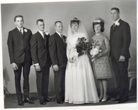 Lyle Flint and Sheila Mortensen wedding party. (Images are provided for educational and research purposes only. Other use requires permission, please contact the Museum.) thumbnail