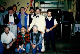 Group of men at Smithers' 75th Homecoming. (Images are provided for educational and research purposes only. Other use requires permission, please contact the Museum.) thumbnail