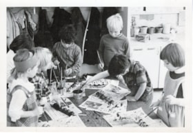 Lake Kathlyn School students painting egg cartons. (Images are provided for educational and research purposes only. Other use requires permission, please contact the Museum.) thumbnail