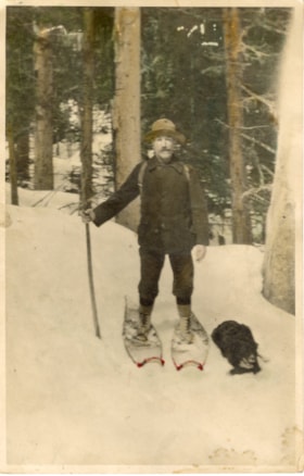 Donald Simpson on snowshoes. (Images are provided for educational and research purposes only. Other use requires permission, please contact the Museum.) thumbnail