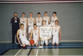 Bulkley Valley Christian School Senior Boys' A basketball team. (Images are provided for educational and research purposes only. Other use requires permission, please contact the Museum.) thumbnail