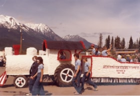 Mountainview Assembly float in Smithers' 60th Anniversary Parade. (Images are provided for educational and research purposes only. Other use requires permission, please contact the Museum.) thumbnail