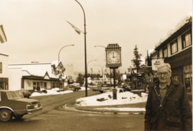 Mayor Fred Shortreid with Main Street clock. (Images are provided for educational and research purposes only. Other use requires permission, please contact the Museum.) thumbnail