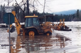 Backhoe at flooded Eddy Park. (Images are provided for educational and research purposes only. Other use requires permission, please contact the Museum.) thumbnail