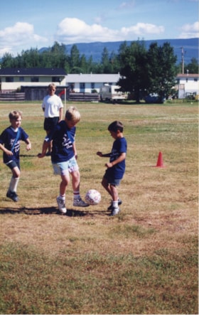 Boys playing soccer at Smithers Soccer School. (Images are provided for educational and research purposes only. Other use requires permission, please contact the Museum.) thumbnail