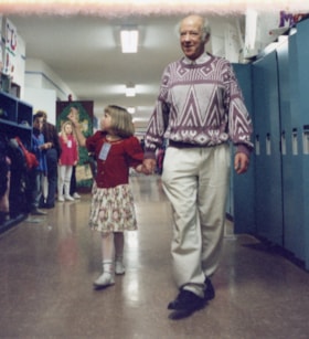 Grandfather and granddaughter at BV Christian grandparents' day. (Images are provided for educational and research purposes only. Other use requires permission, please contact the Museum.) thumbnail