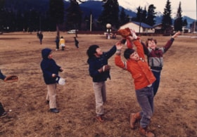Kids playing with baseball at Walnut Park School. (Images are provided for educational and research purposes only. Other use requires permission, please contact the Museum.) thumbnail