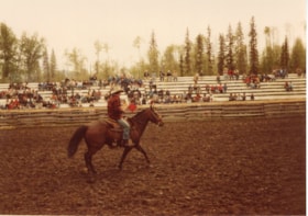 Man on horseback at YRCA rodeo. (Images are provided for educational and research purposes only. Other use requires permission, please contact the Museum.) thumbnail