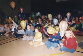 Lake Kathlyn School students with balloons. (Images are provided for educational and research purposes only. Other use requires permission, please contact the Museum.) thumbnail