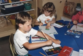 Kids painting at St. Joseph's. (Images are provided for educational and research purposes only. Other use requires permission, please contact the Museum.) thumbnail