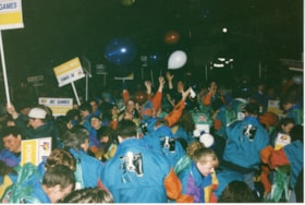 Crowd tossing balloons at BC Winter Games opening night. (Images are provided for educational and research purposes only. Other use requires permission, please contact the Museum.) thumbnail