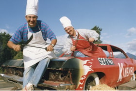 Kinsmen promoting Telkwa Barbecue. (Images are provided for educational and research purposes only. Other use requires permission, please contact the Museum.) thumbnail