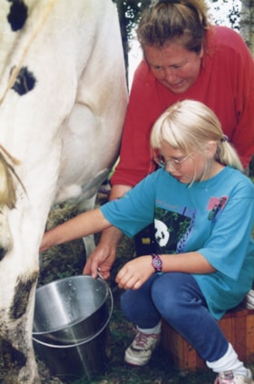 Vanessa Onderwater milking cow. (Images are provided for educational and research purposes only. Other use requires permission, please contact the Museum.) thumbnail