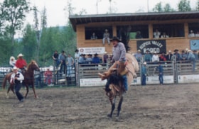 Bucking horse at Kispiox Valley Rodeo. (Images are provided for educational and research purposes only. Other use requires permission, please contact the Museum.) thumbnail