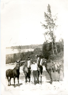 Jack and Bob Allen on banks of Kitseguecla River. (Images are provided for educational and research purposes only. Other use requires permission, please contact the Museum.) thumbnail