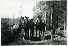 Dad with horses between McBride and Morice Lake. (Images are provided for educational and research purposes only. Other use requires permission, please contact the Museum.) thumbnail