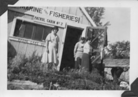 Women outside Marine and Fisheries Patrol Cabin. (Images are provided for educational and research purposes only. Other use requires permission, please contact the Museum.) thumbnail
