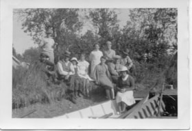 Group on a Picnic Posing For The Photo. (Images are provided for educational and research purposes only. Other use requires permission, please contact the Museum.) thumbnail