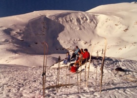 Judith and Lois, Lapadat Gordon Bose, Tony and Ron Lapadat, skiing circa 1977. (Images are provided for educational and research purposes only. Other use requires permission, please contact the Museum.) thumbnail