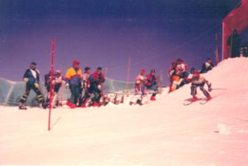 John Lapadat skiing down hill, circa 1990. (Images are provided for educational and research purposes only. Other use requires permission, please contact the Museum.) thumbnail