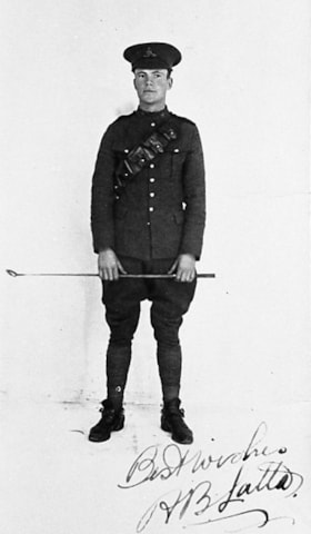 [Harry Latta] in WWI uniform. (Images are provided for educational and research purposes only. Other use requires permission, please contact the Museum.) thumbnail