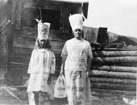 Two people wearing rolled oats costumes. (Images are provided for educational and research purposes only. Other use requires permission, please contact the Museum.) thumbnail