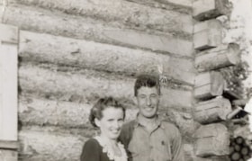 Betty and Bill Dungate at a cabin. (Images are provided for educational and research purposes only. Other use requires permission, please contact the Museum.) thumbnail