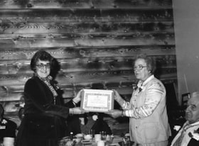Majorie Hamblin receiving Senior Citizens Counsellor certificate. (Images are provided for educational and research purposes only. Other use requires permission, please contact the Museum.) thumbnail