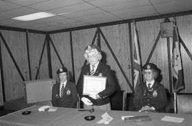 Elnora Smith with certificate of appreciation for Houston Ladies' Auxiliary. (Images are provided for educational and research purposes only. Other use requires permission, please contact the Museum.) thumbnail