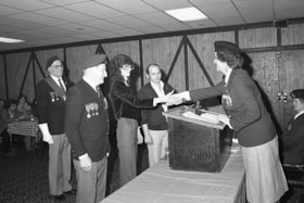 Installation of Houston Legion executive committee, 1985. (Images are provided for educational and research purposes only. Other use requires permission, please contact the Museum.) thumbnail