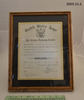 Framed Certificate. (Images are provided for educational and research purposes only. Other use requires permission, please contact the Museum.) thumbnail